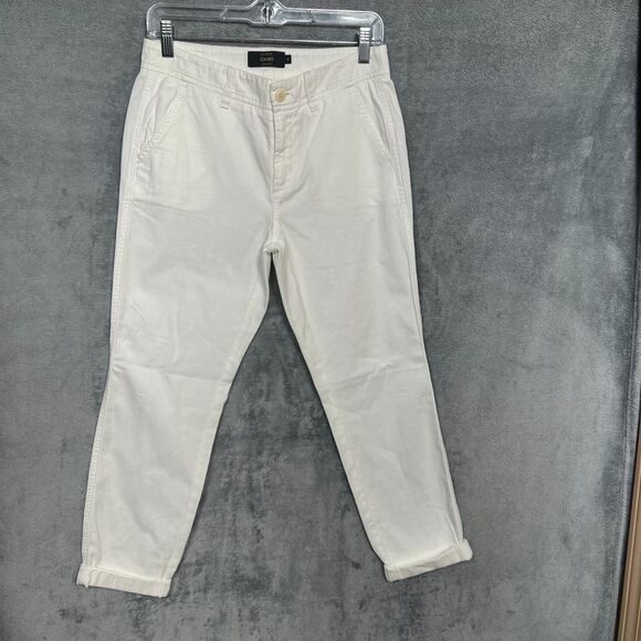 J.Crew Chino Cropped Pants White Rolled Cuffs 100% Cotton Zip Fly - Picture 10 of 16